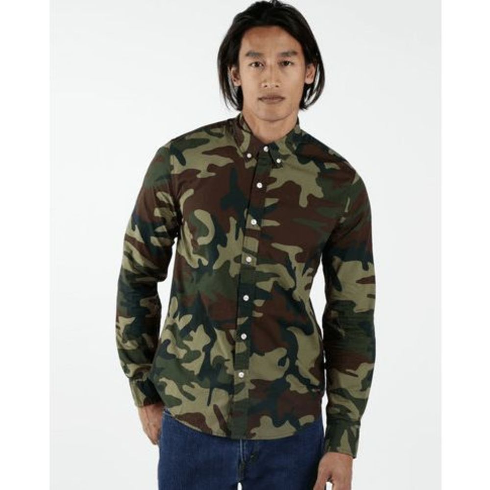 NEW Mens S LEVIS CLASSIC No Pocket Shirt Long Sleeve Cotton 35616-0021 Camo Gree